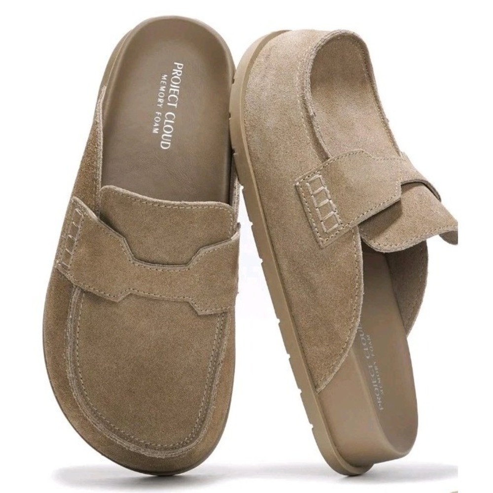 Project Cloud 100% Genuine Suede Womens Clogs Foamy Arch Support Women's Sz 10